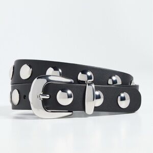 Madewell Black Belt with Silver Buckle